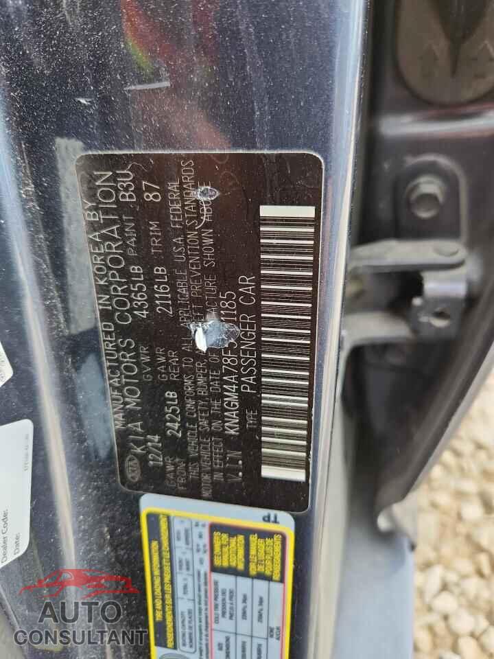 KIA OPTIMA 2015 - KNAGM4A78F5601185