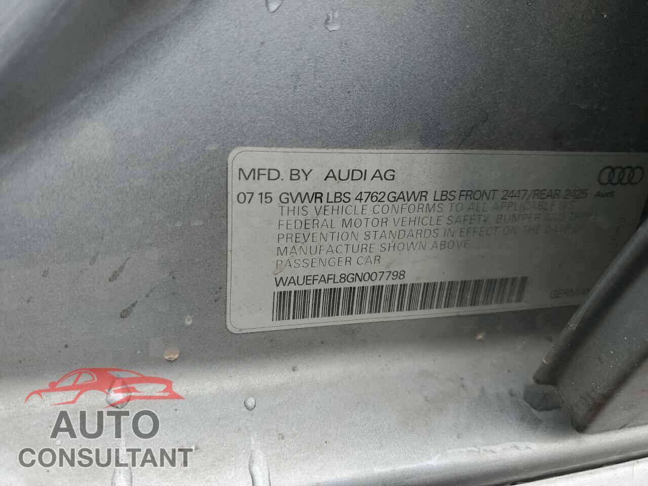 AUDI A4 2016 - WAUEFAFL8GN007798