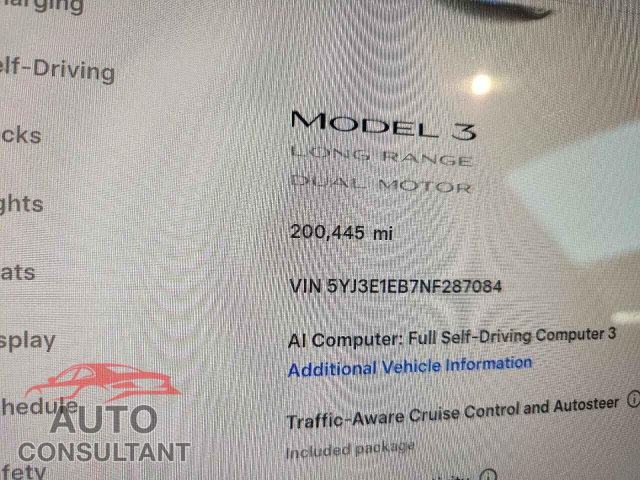 TESLA MODEL 3 2022 - 5YJ3E1EB7NF287084