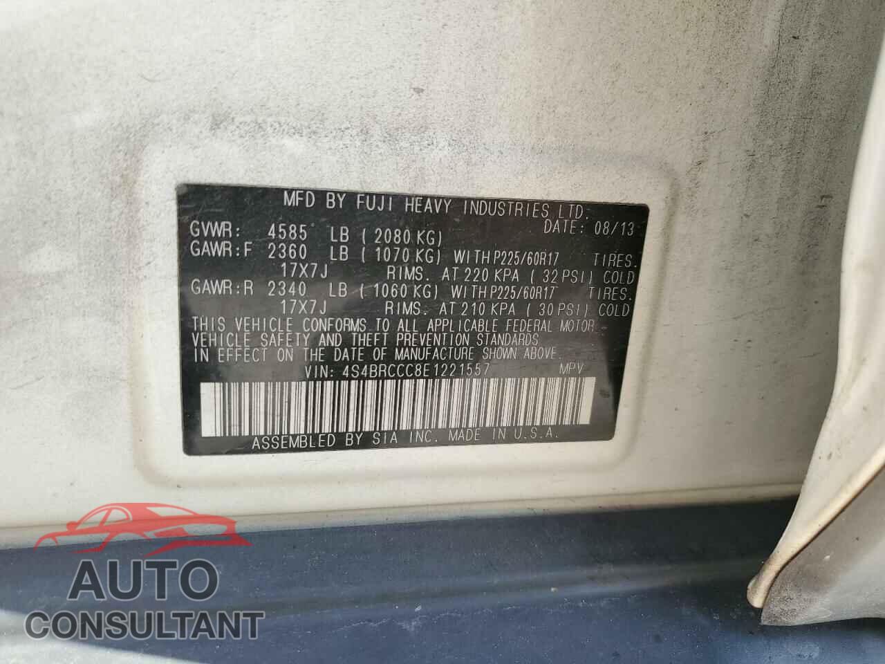 SUBARU OUTBACK 2014 - 4S4BRCCC8E1221557