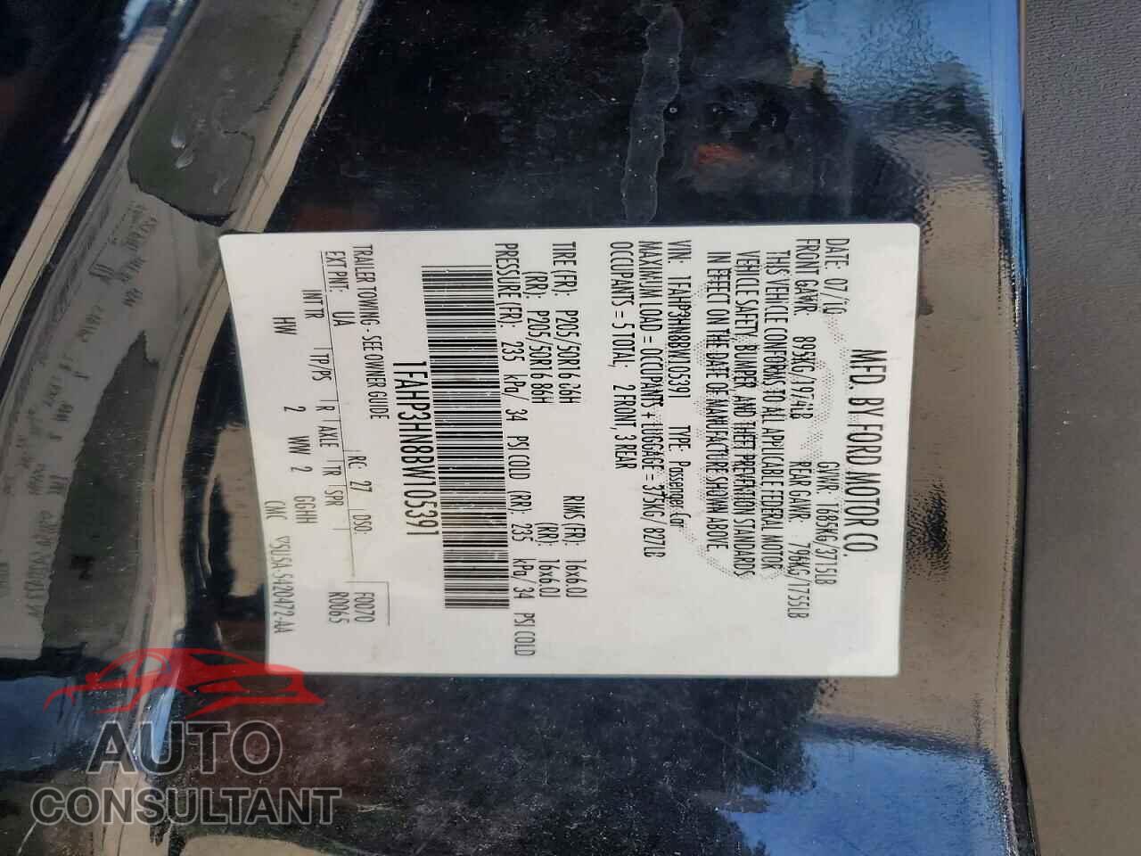 FORD FOCUS 2011 - 1FAHP3HN8BW105391