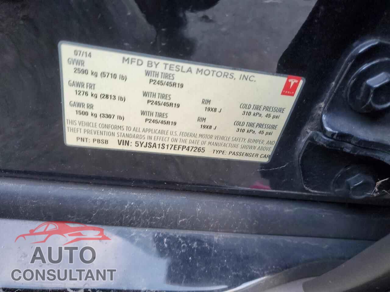 TESLA MODEL S 2014 - 5YJSA1S17EFP47265