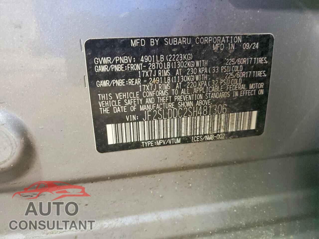 SUBARU FORESTER 2025 - JF2SLDDC2SH481306