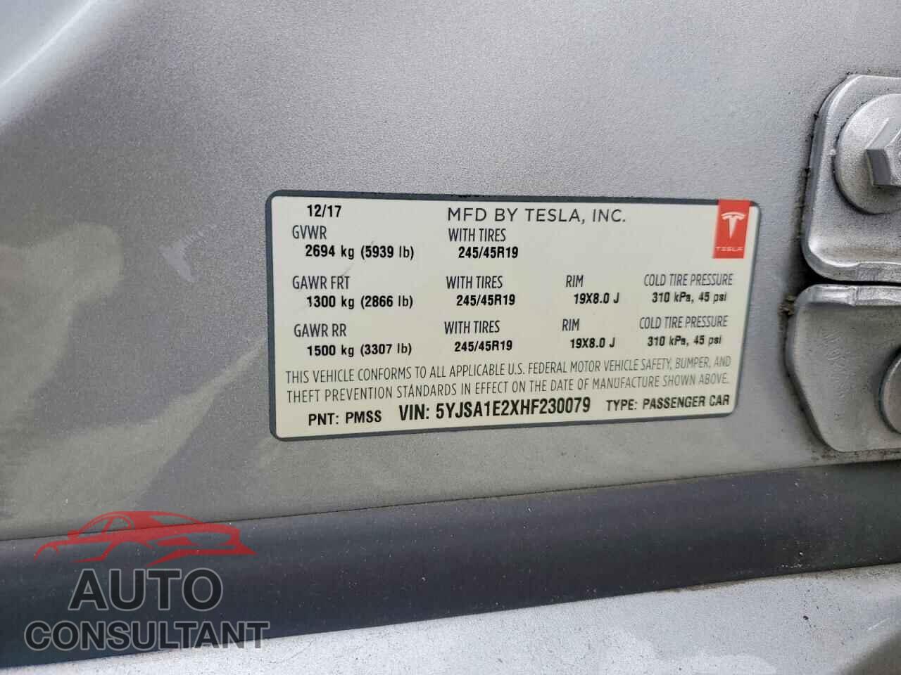 TESLA MODEL S 2017 - 5YJSA1E2XHF230079