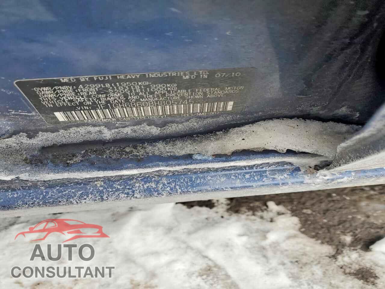 SUBARU IMPREZA 2011 - JF1GH6B60BH805745
