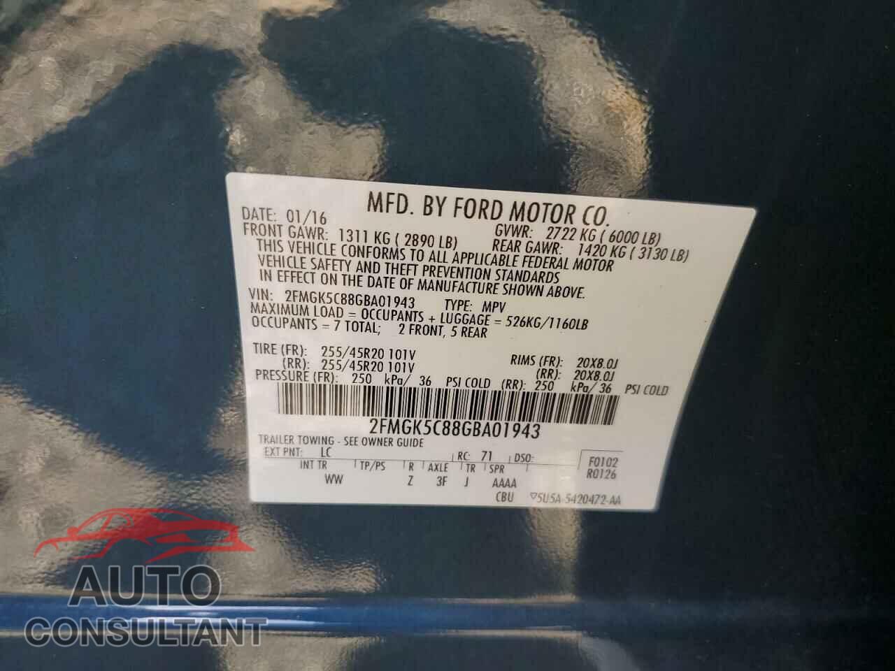 FORD FLEX 2016 - 2FMGK5C88GBA01943