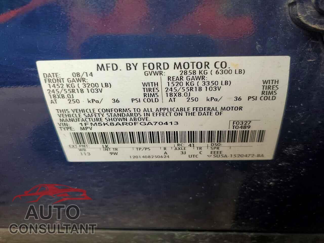 FORD EXPLORER 2015 - 1FM5K8AR0FGA70413