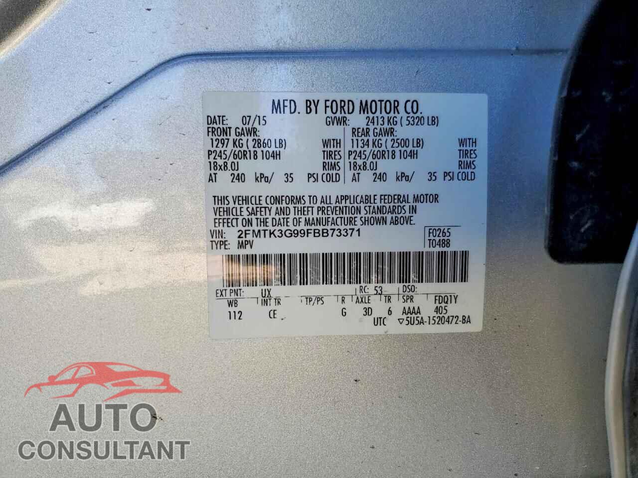 FORD EDGE 2015 - 2FMTK3G99FBB73371