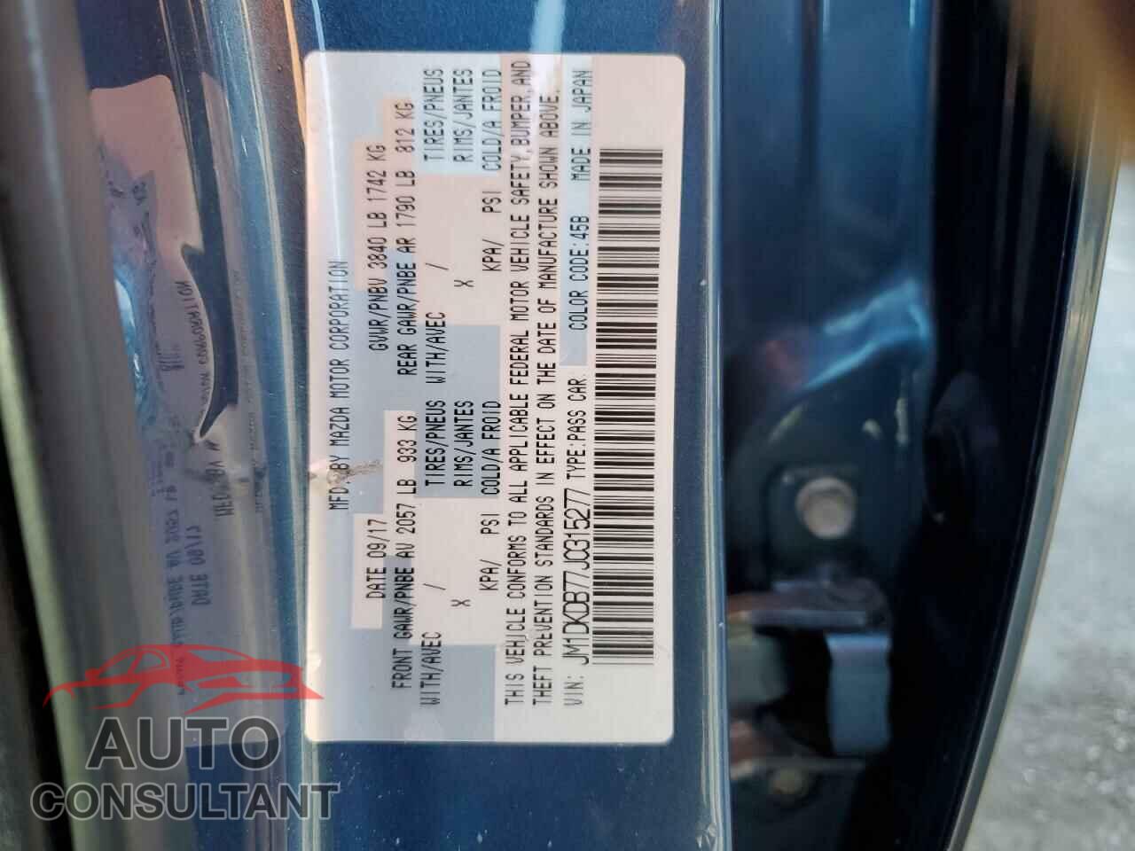 MAZDA CX-3 2018 - JM1DKDB77J0315277