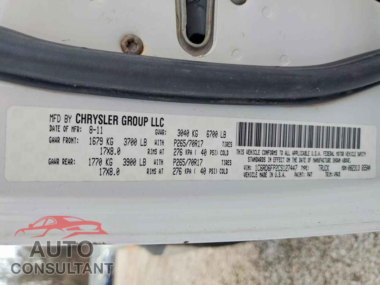 DODGE RAM 1500 2012 - 1C6RD6FP2CS127447