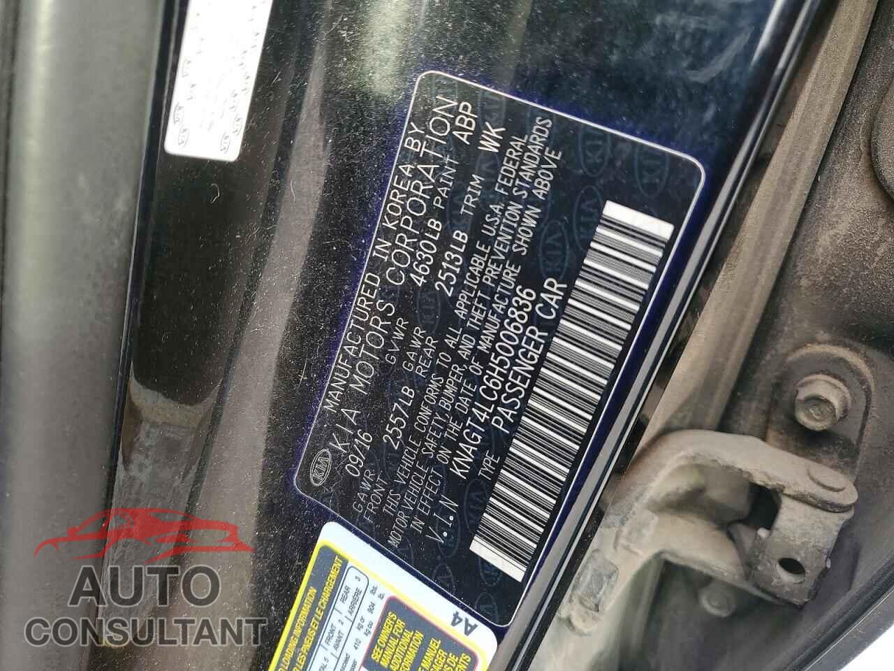 KIA OPTIMA 2017 - KNAGT4LC6H5006836
