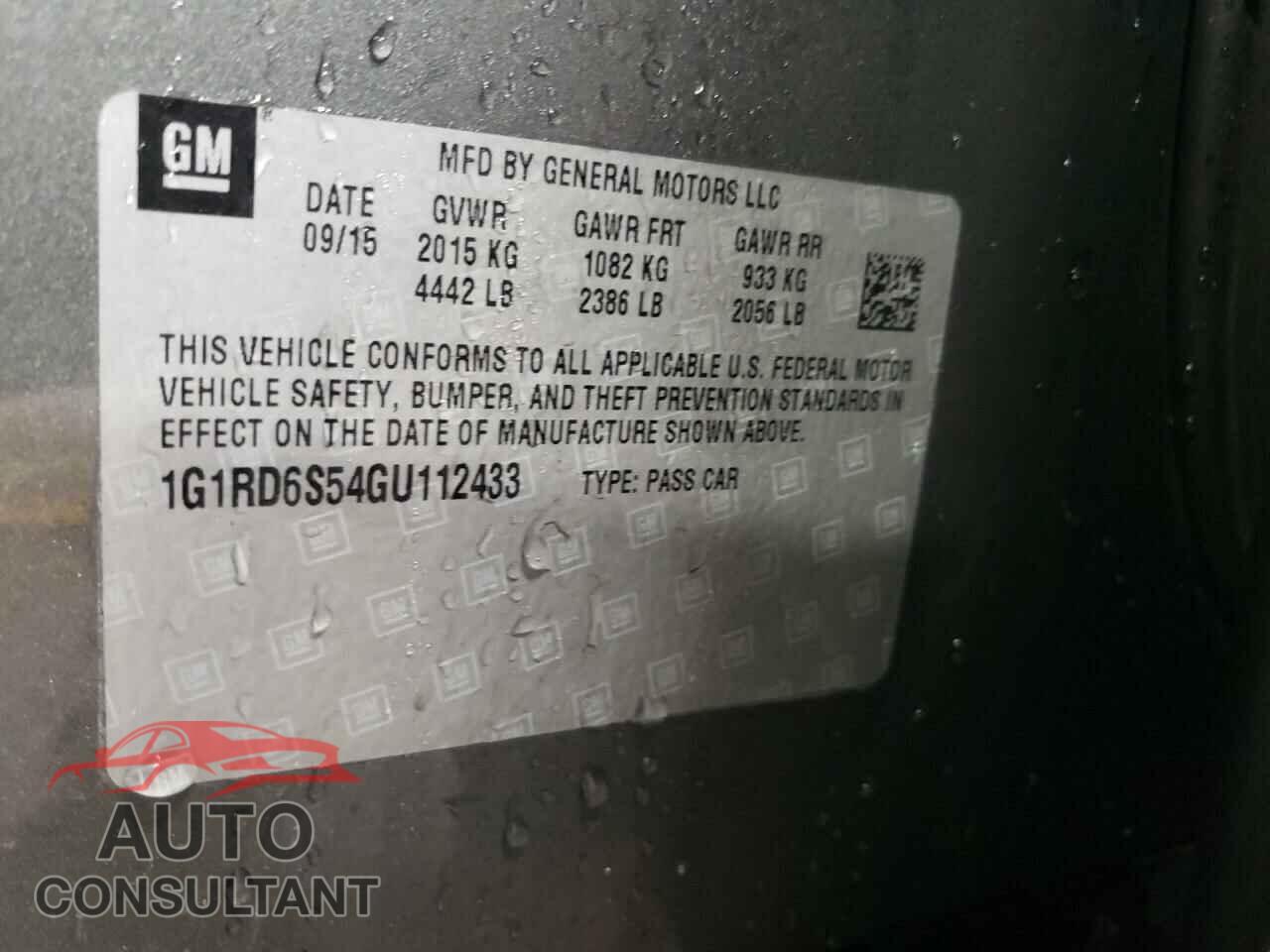 CHEVROLET VOLT 2016 - 1G1RD6S54GU112433