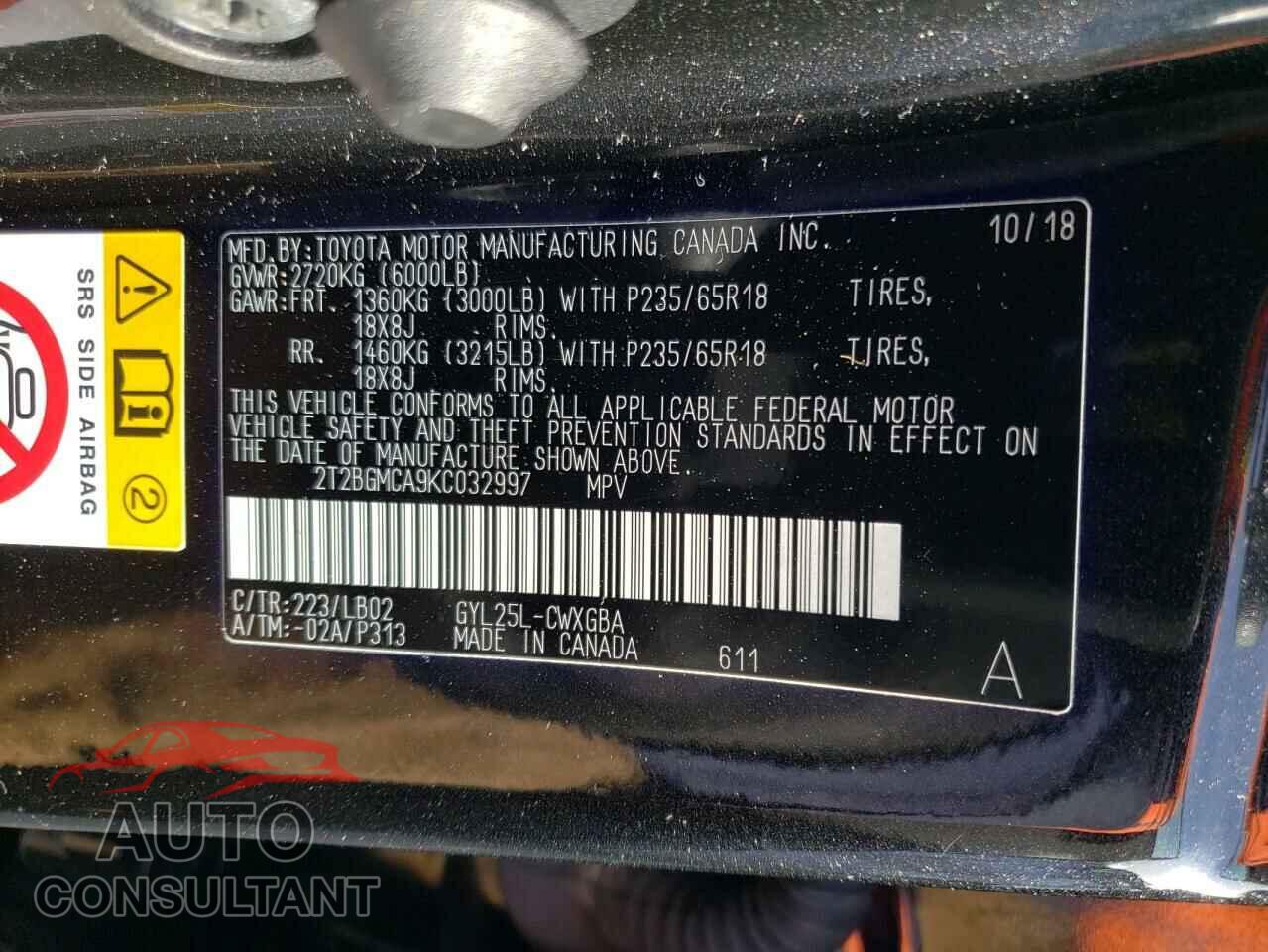 LEXUS RX450 2019 - 2T2BGMCA9KC032997