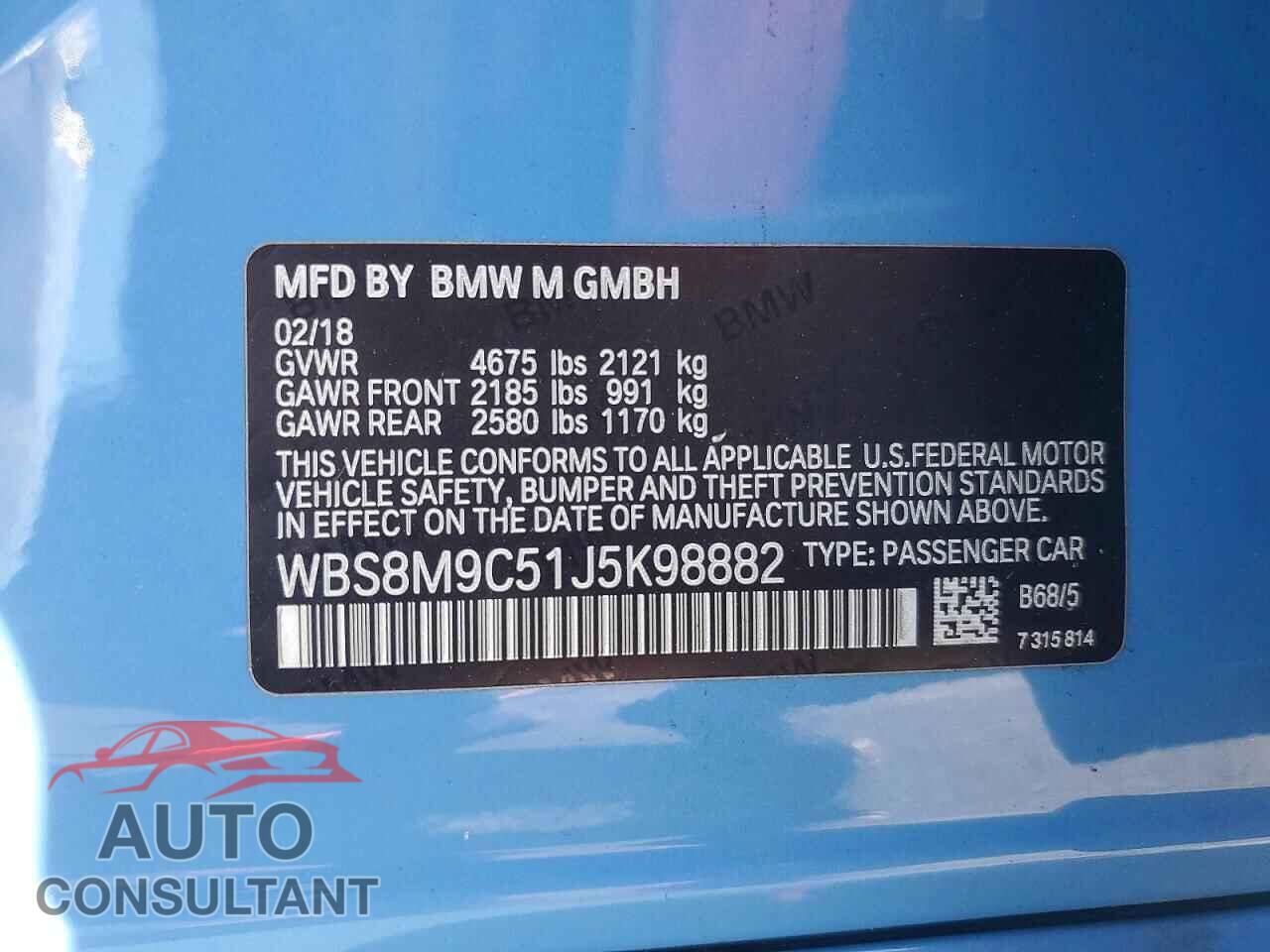 BMW M3 2018 - WBS8M9C51J5K98882