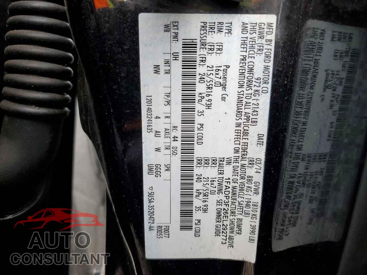 FORD FOCUS 2014 - 1FADP3F26EL292773