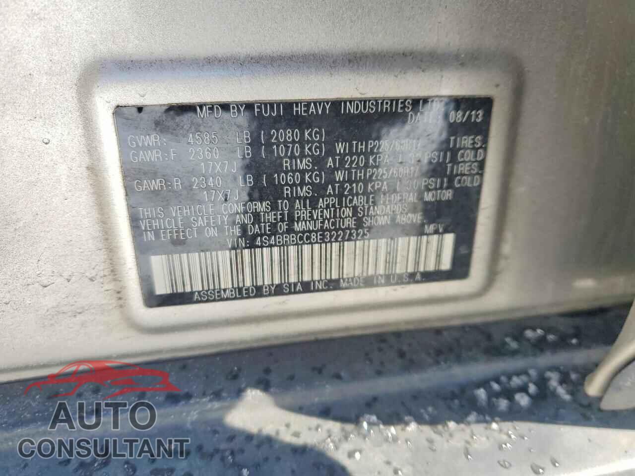 SUBARU OUTBACK 2014 - 4S4BRBCC8E3227325