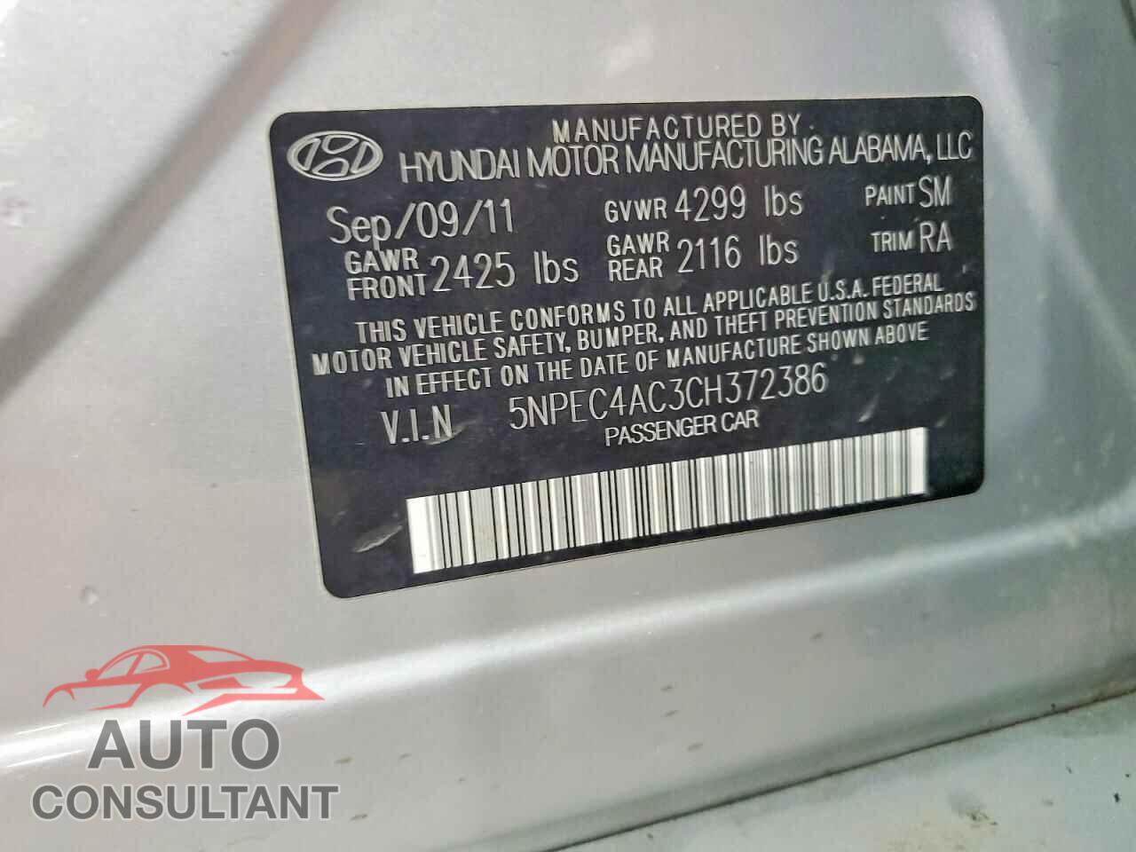 HYUNDAI SONATA 2012 - 5NPEC4AC3CH372386