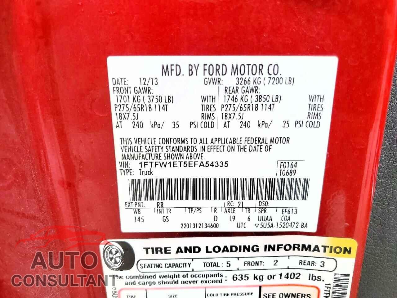 FORD F150 2014 - 1FTFW1ET5EFA54335