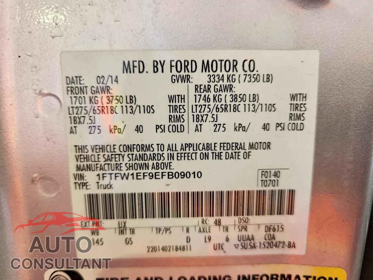 FORD F150 2014 - 1FTFW1EF9EFB09010