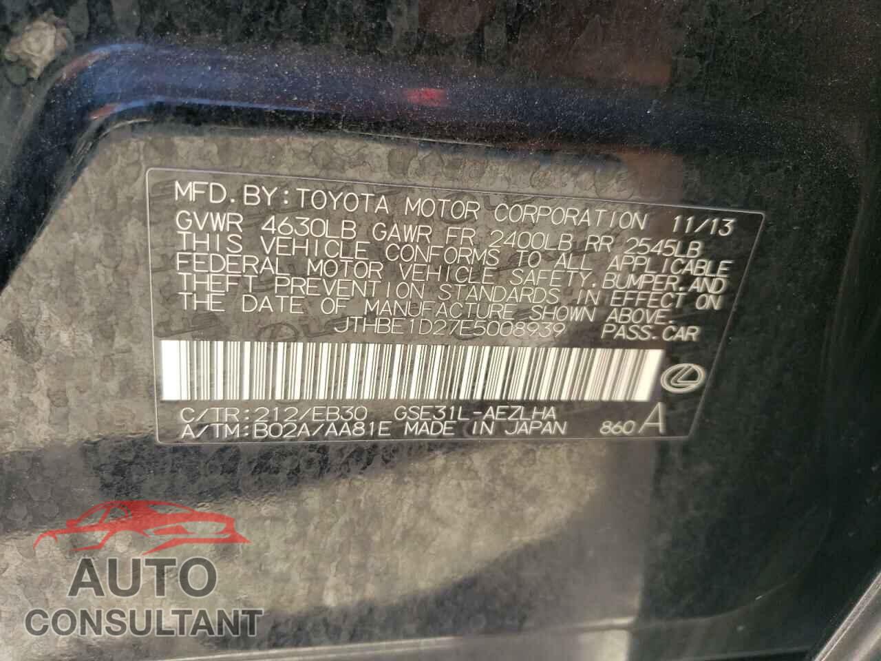 LEXUS IS 2014 - JTHBE1D27E5008939