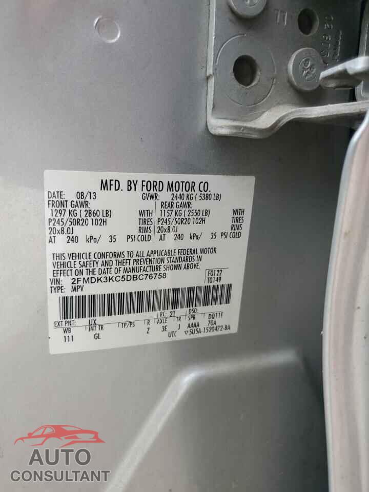 FORD EDGE 2013 - 2FMDK3KC5DBC76758