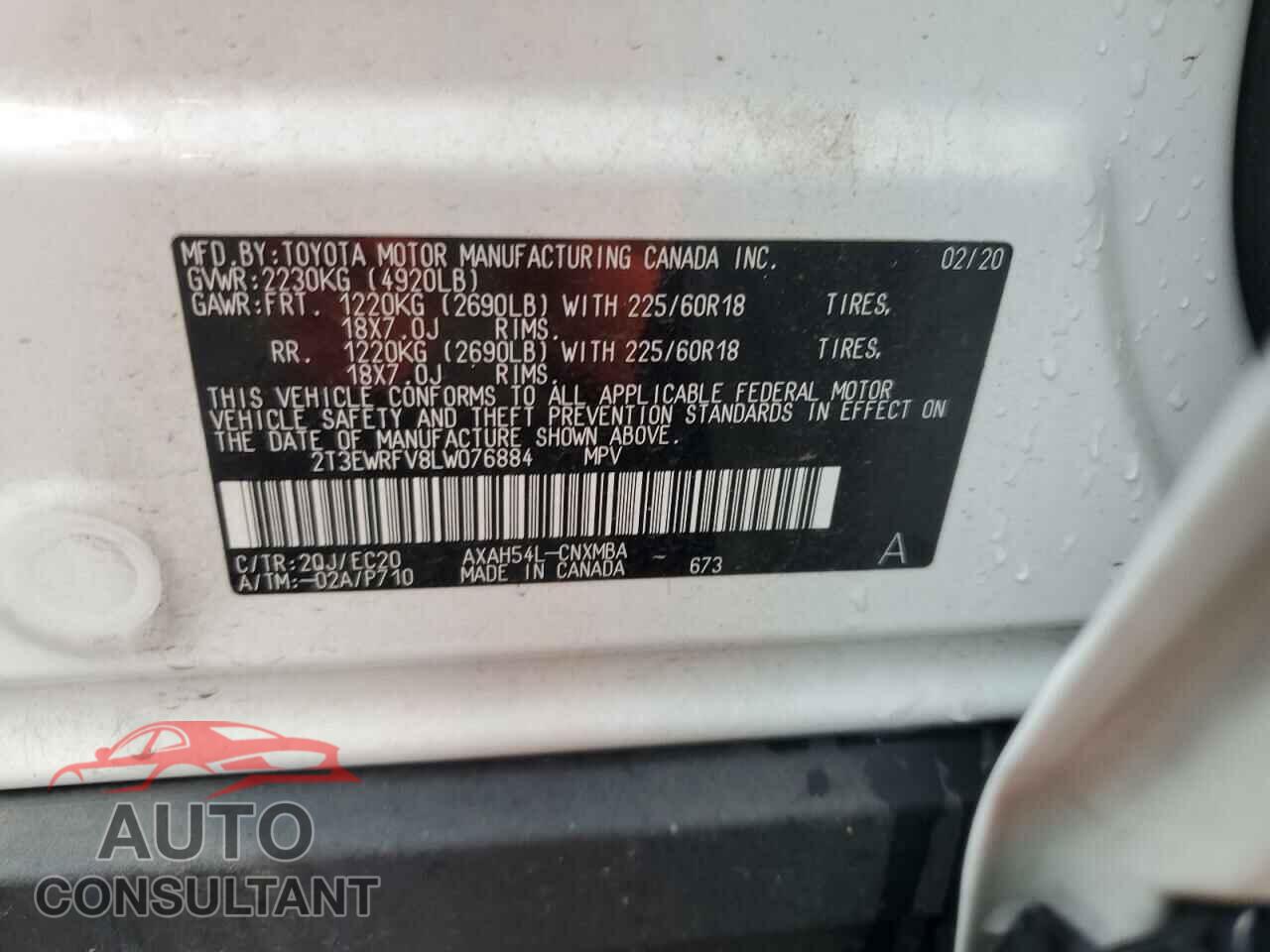 TOYOTA RAV4 2020 - 2T3EWRFV8LW076884