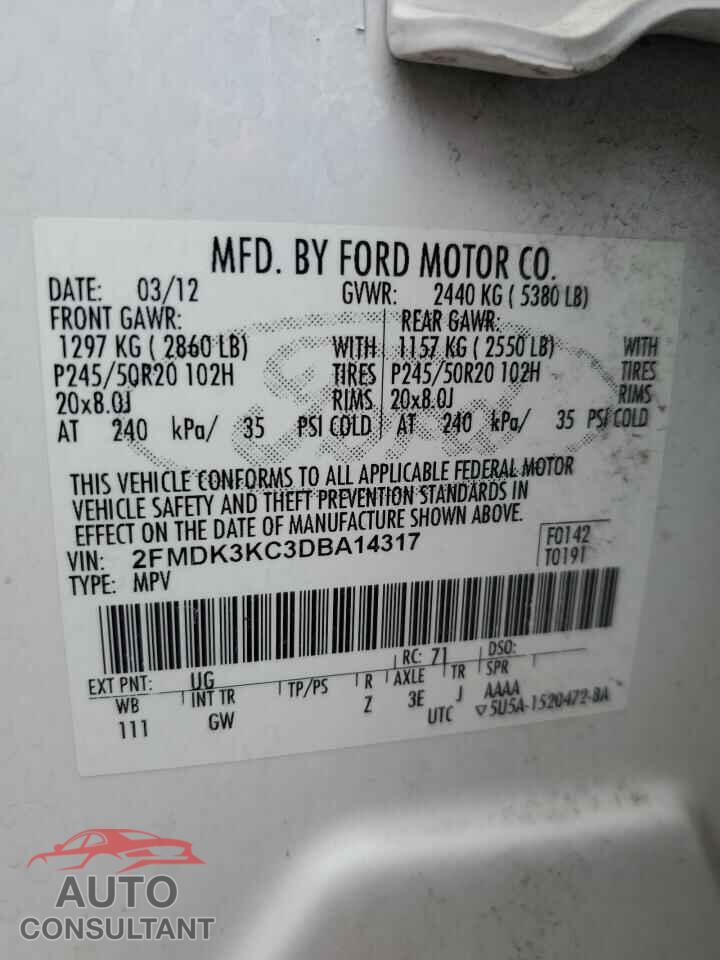FORD EDGE 2013 - 2FMDK3KC3DBA14317