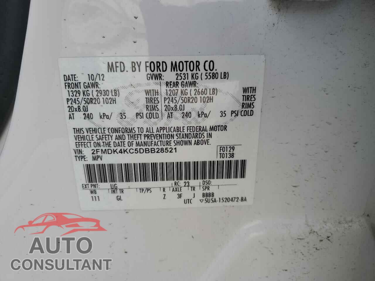 FORD EDGE 2013 - 2FMDK4KC5DBB28521