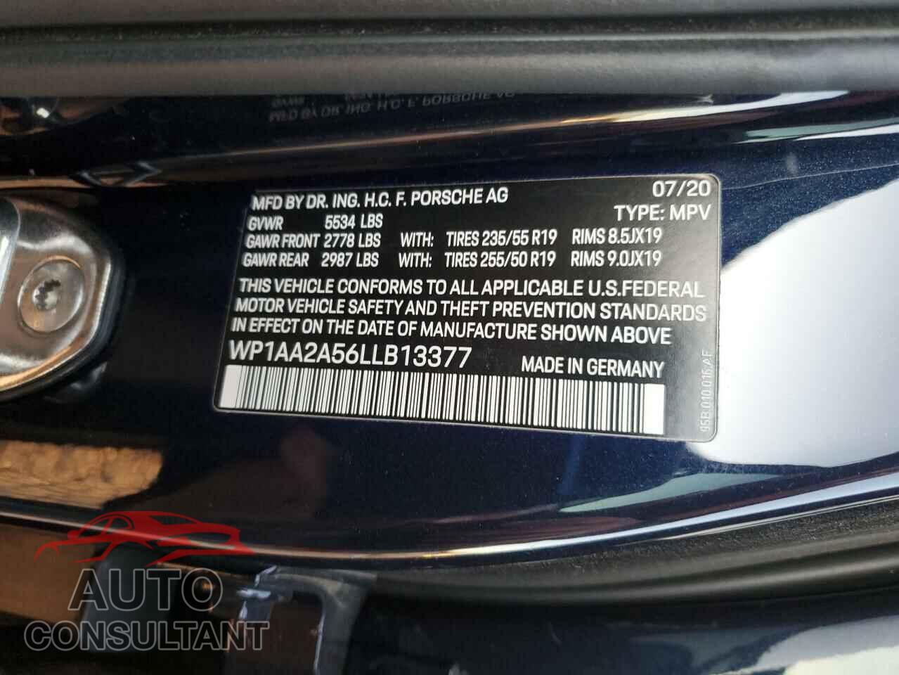 PORSCHE MACAN 2020 - WP1AA2A56LLB13377