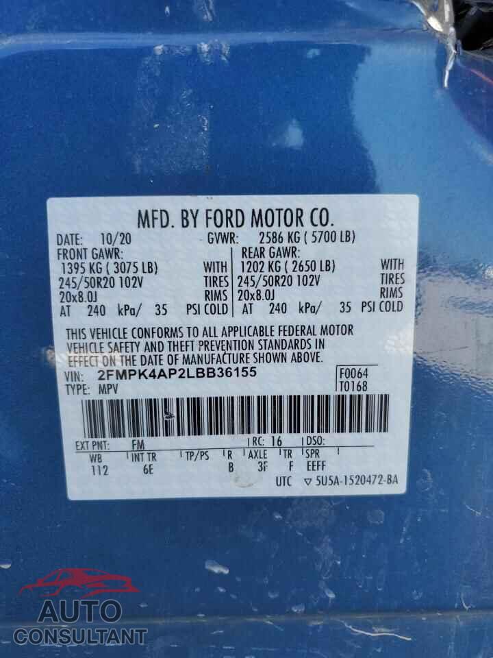 FORD EDGE 2020 - 2FMPK4AP2LBB36155