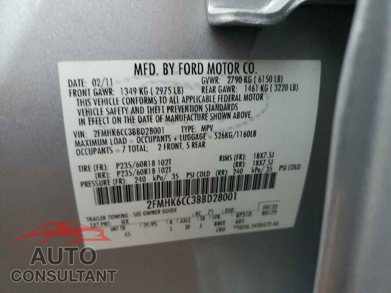 FORD FLEX 2011 - 2FMHK6CC3BBD28001