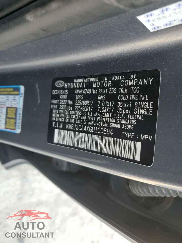 HYUNDAI TUCSON 2016 - KM8J3CA4XGU100894