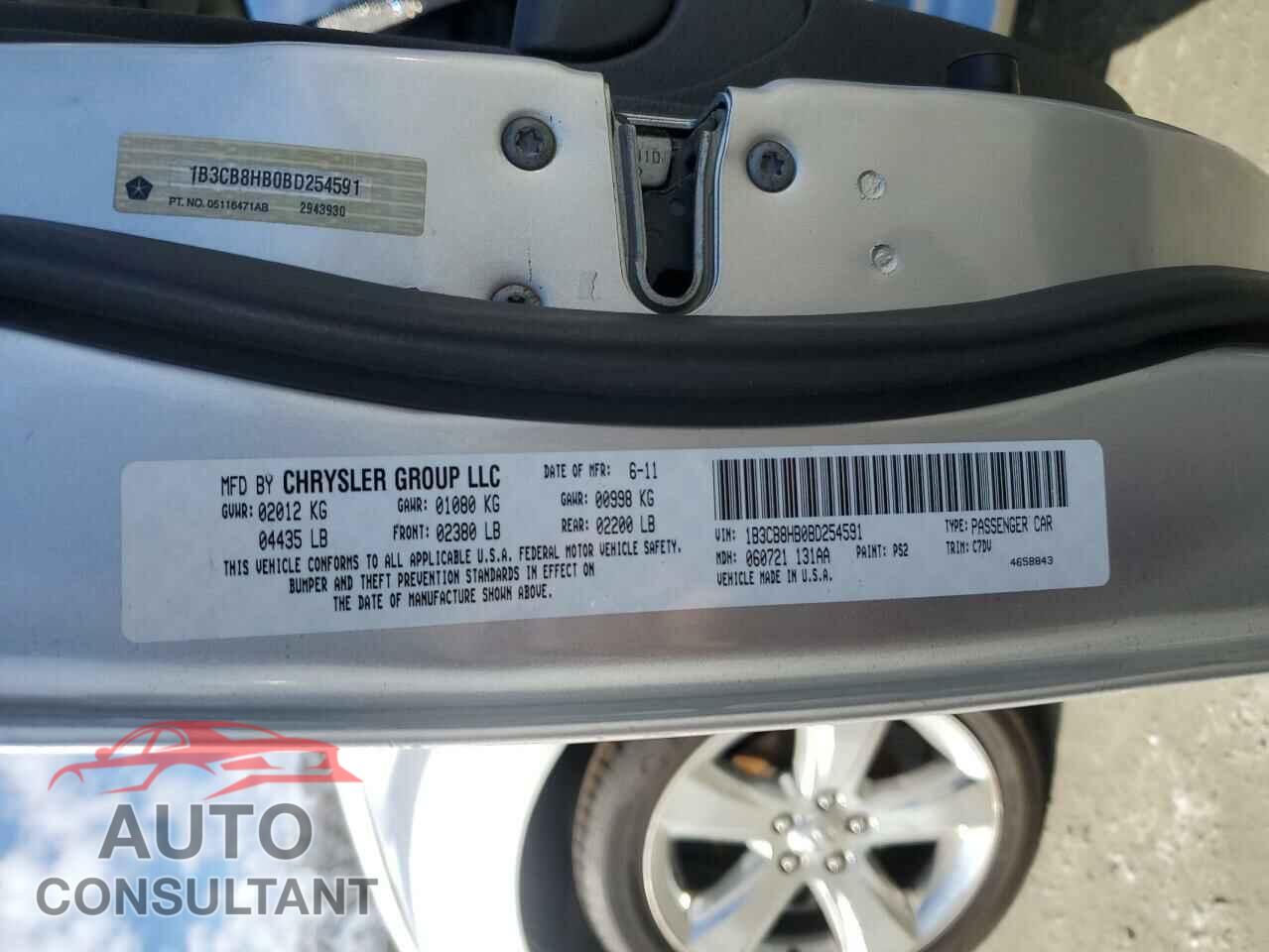 DODGE CALIBER 2011 - 1B3CB8HB0BD254591