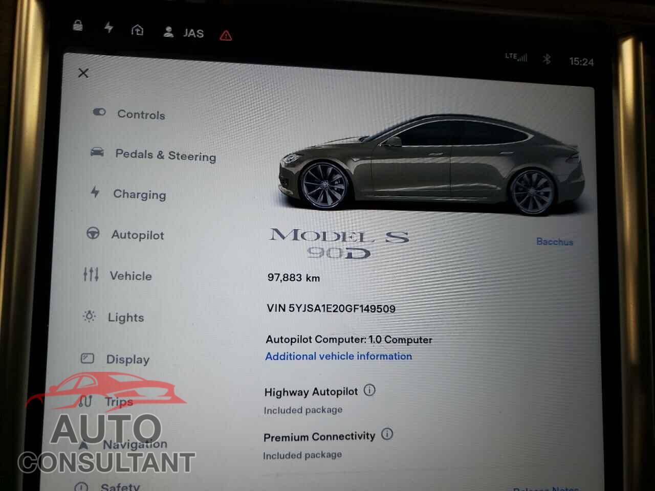 TESLA MODEL S 2016 - 5YJSA1E20GF149509