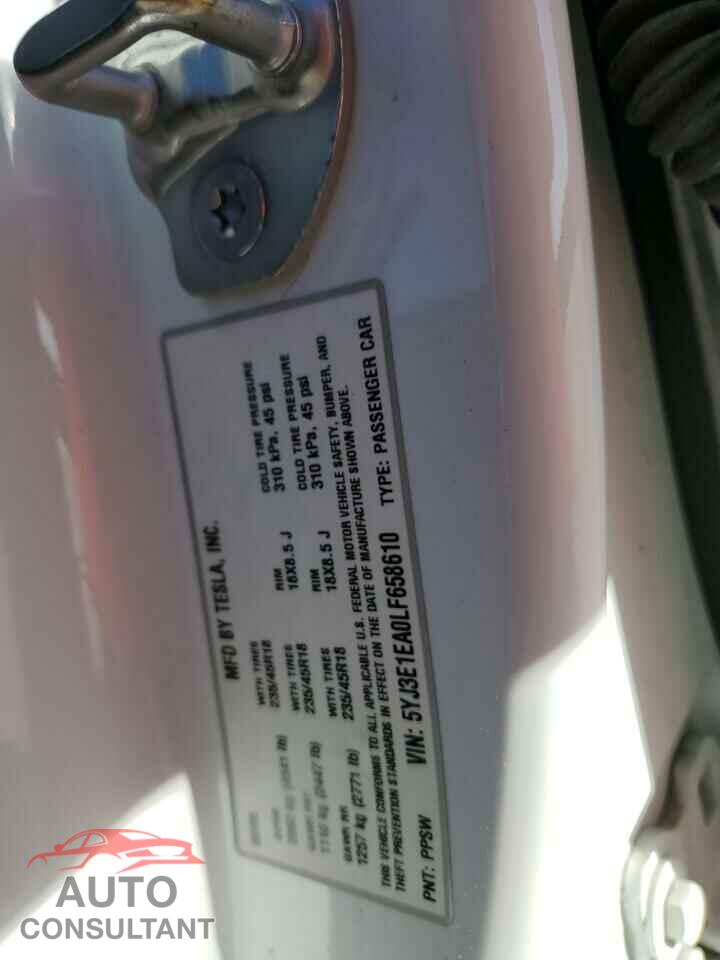 TESLA MODEL 3 2020 - 5YJ3E1EA0LF658610