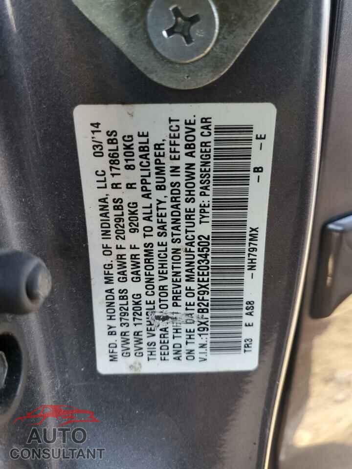 HONDA CIVIC 2014 - 19XFB2F9XEE034502