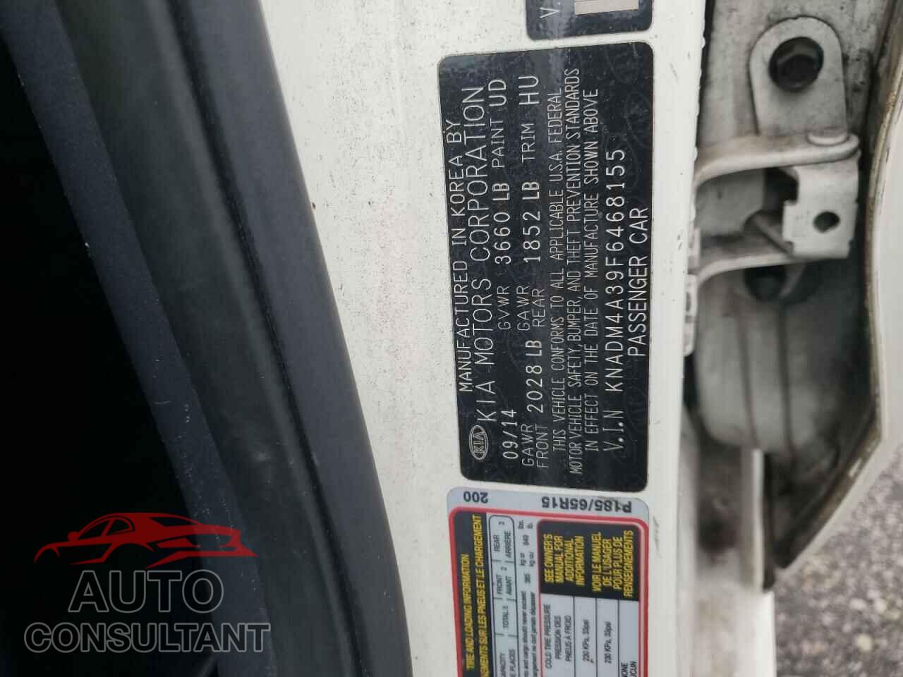 KIA RIO 2015 - KNADM4A39F6468155