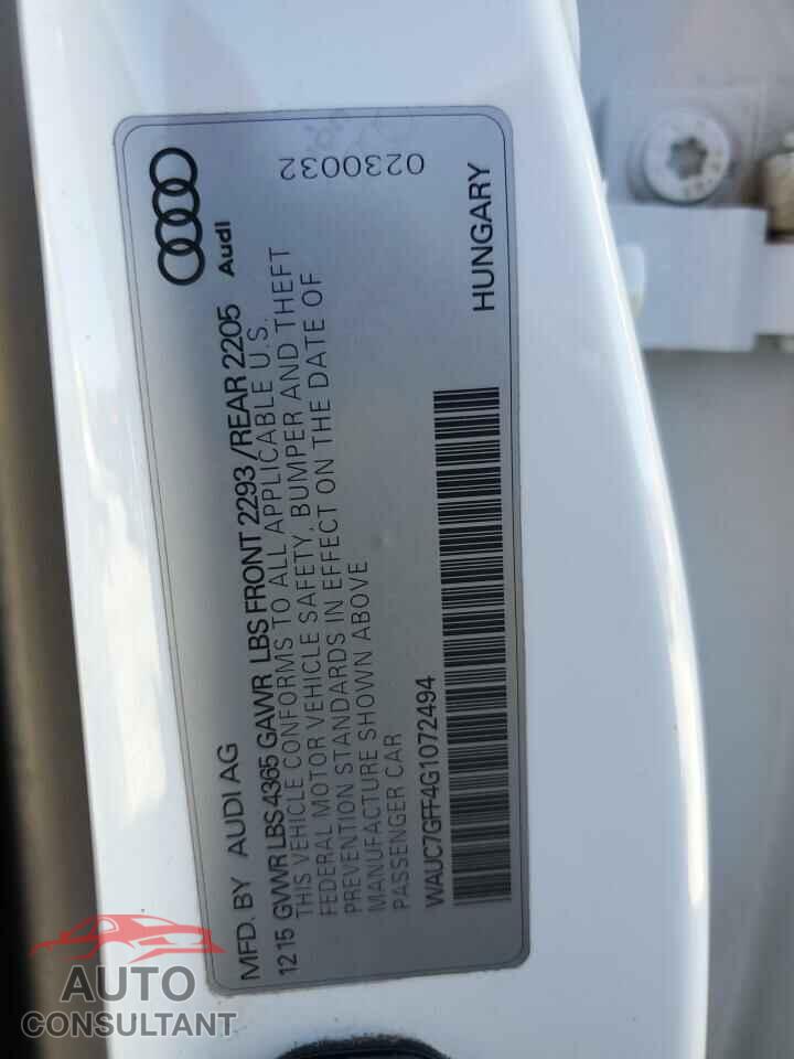 AUDI A3 2016 - WAUC7GFF4G1072494