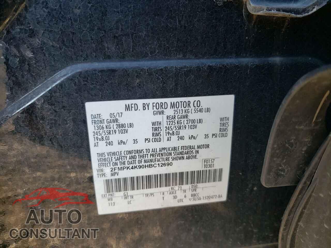 FORD EDGE 2017 - 2FMPK4K90HBC12690