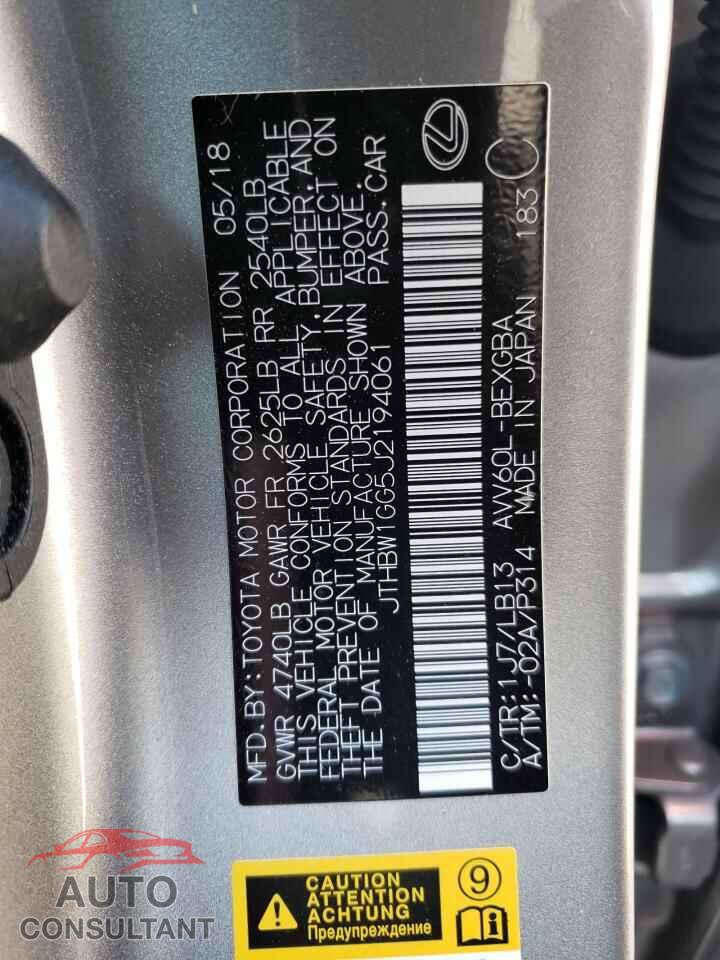 LEXUS ES300 2018 - JTHBW1GG5J2194061