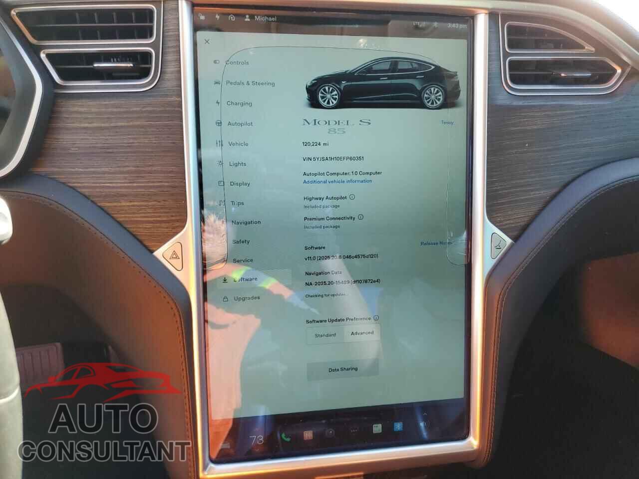 TESLA MODEL S 2014 - 5YJSA1H10EFP60351