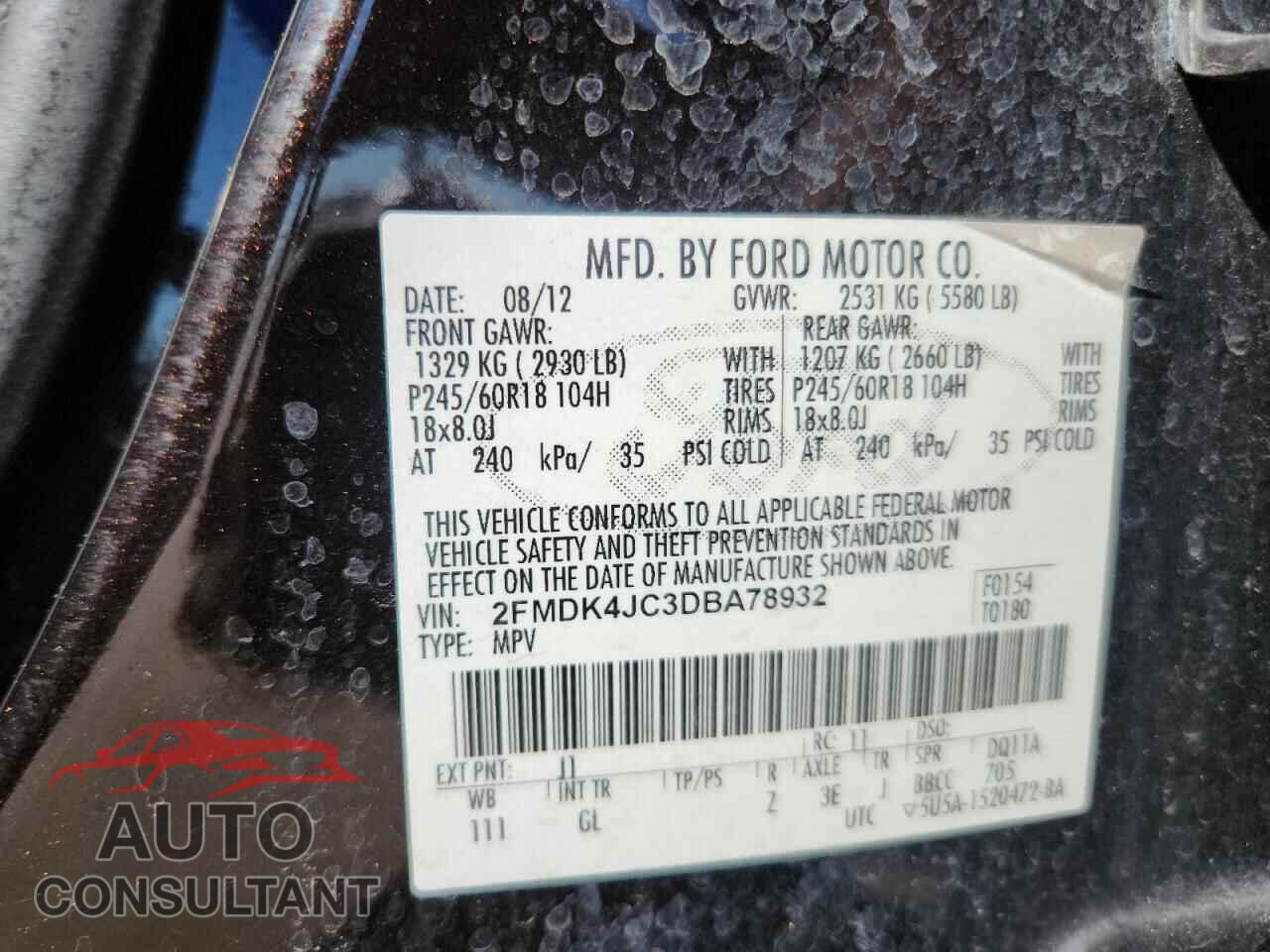 FORD EDGE 2013 - 2FMDK4JC3DBA78932