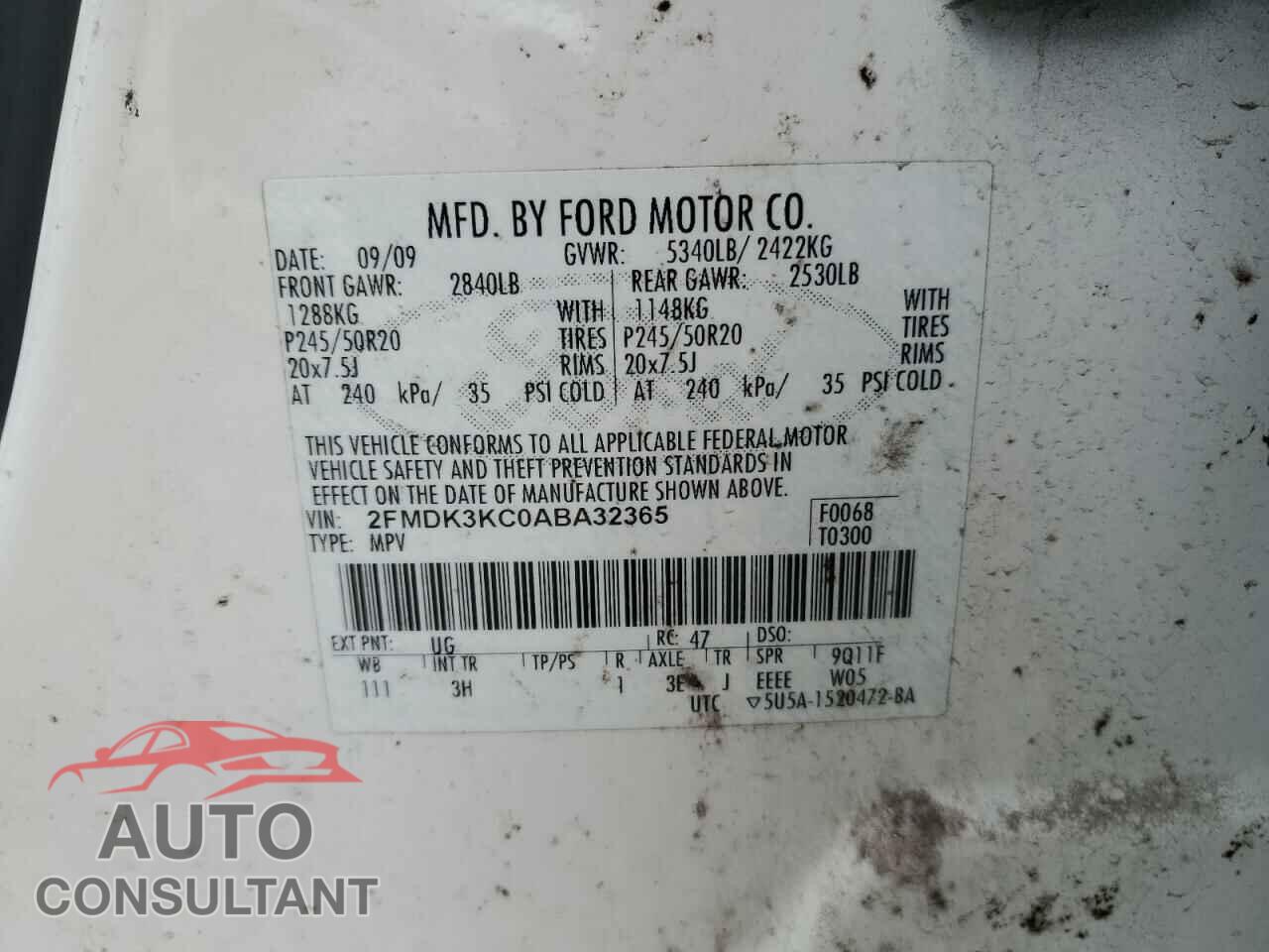 FORD EDGE 2010 - 2FMDK3KC0ABA32365