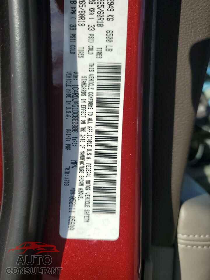 DODGE DURANGO 2013 - 1C4RDJAG1DC680086