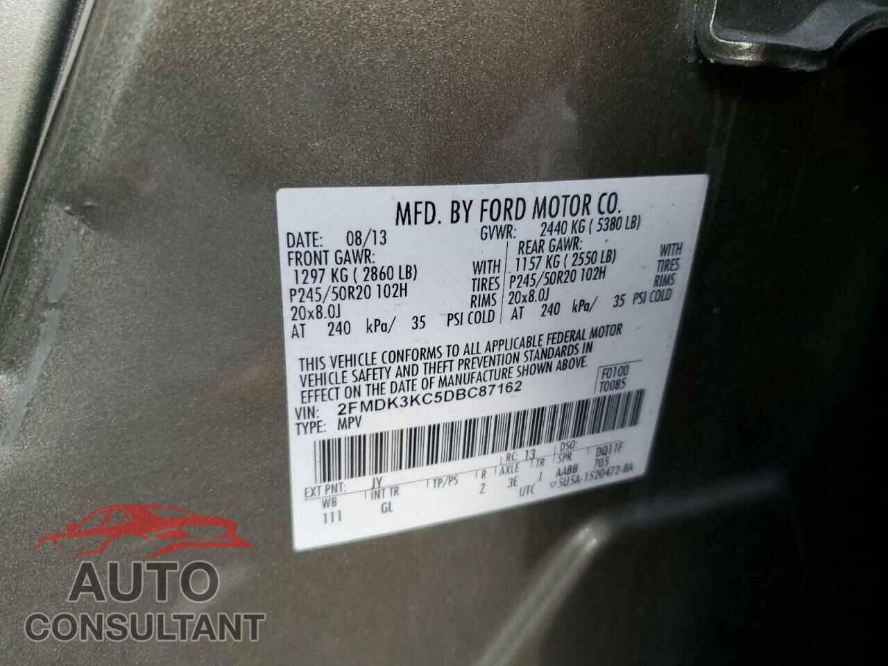 FORD EDGE 2013 - 2FMDK3KC5DBC87162