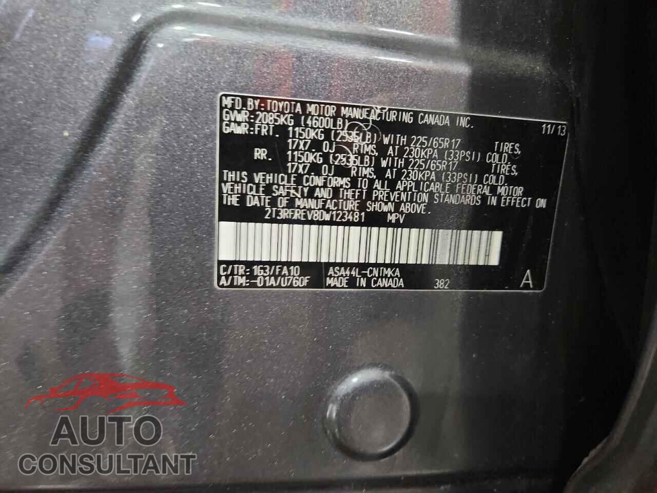 TOYOTA RAV4 2013 - 2T3RFREV8DW123481