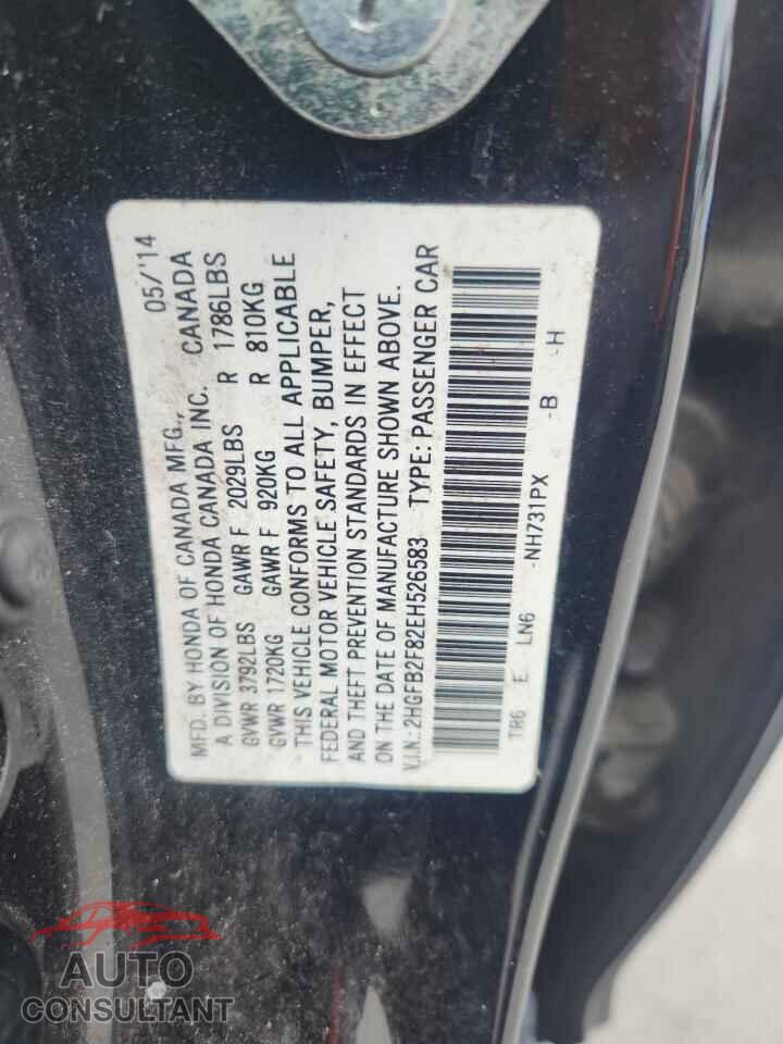 HONDA CIVIC 2014 - 2HGFB2F82EH526583