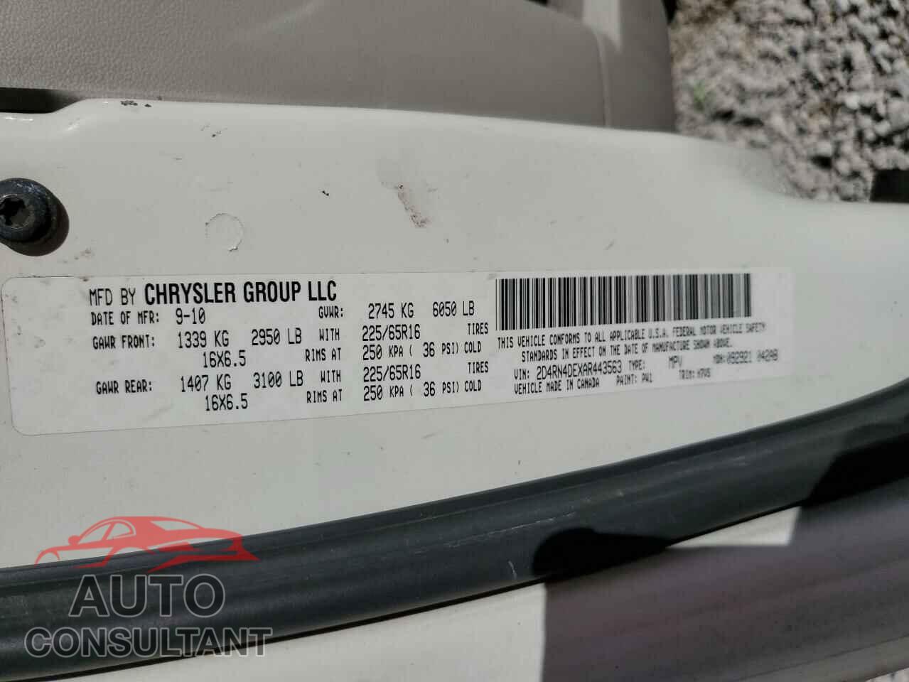 DODGE CARAVAN 2010 - 2D4RN4DEXAR443563