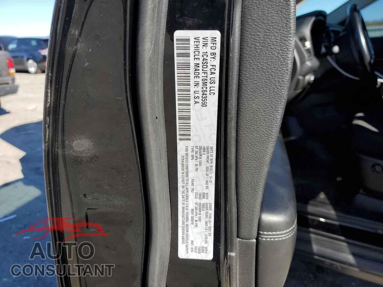 DODGE DURANGO 2021 - 1C4SDJFT6MC643560