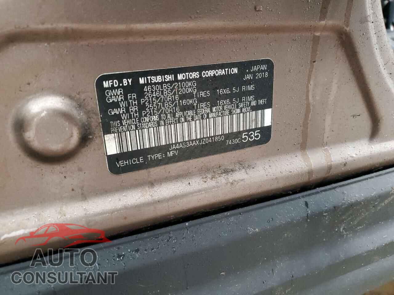 MITSUBISHI ECLIPSE 2018 - JA4AS3AAXJZ041850